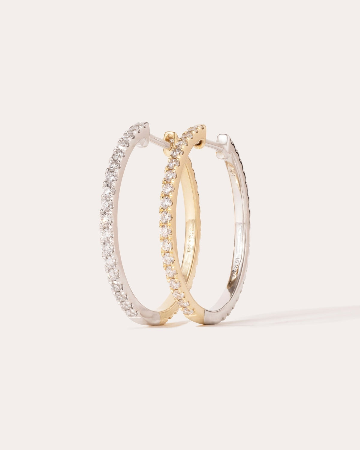 Hera hoop in 14k white gold, detail view.