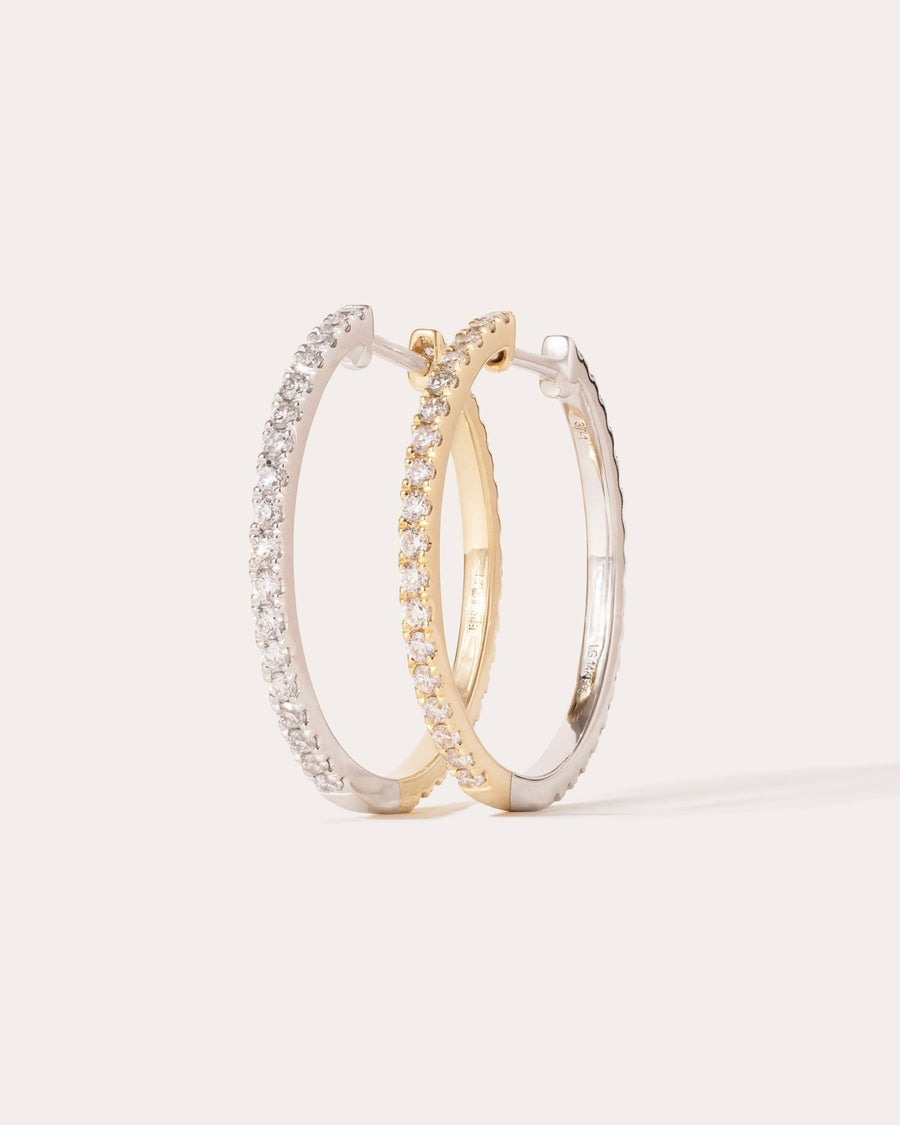 Hera hoop in 14k white gold, detail view.