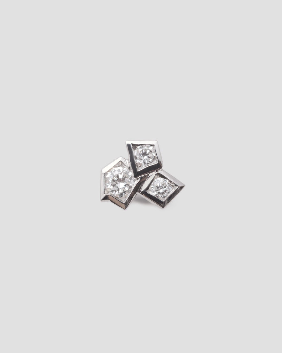Triptych labret in 14k white gold.