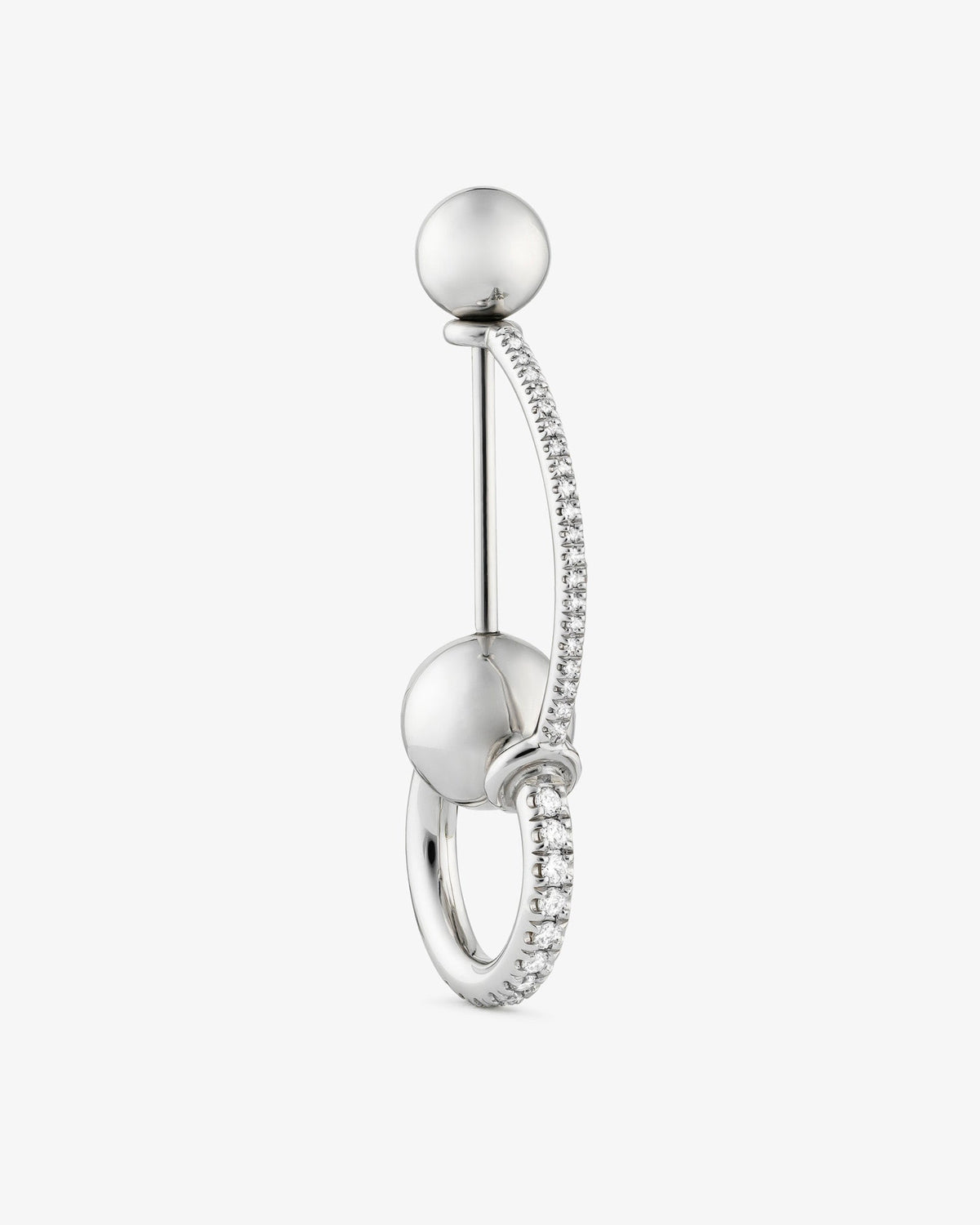 Arch ear pin in 14k white gold.