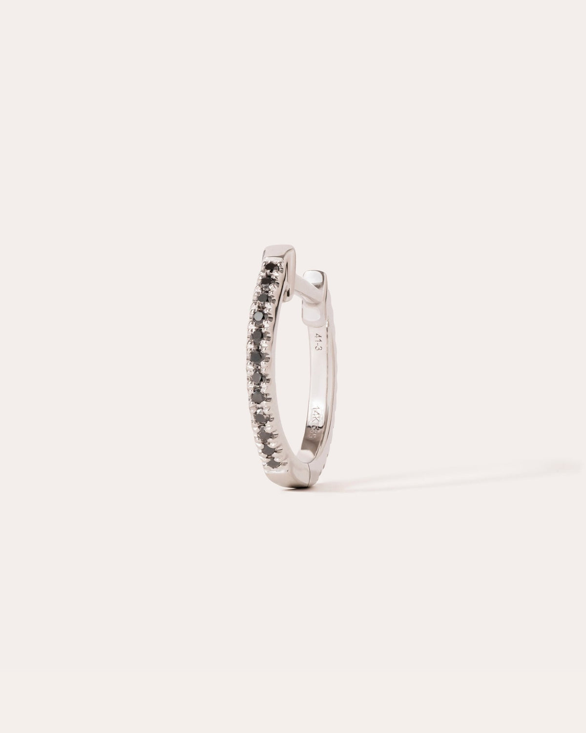 Eclipse hoop in 14k white gold, detail view.