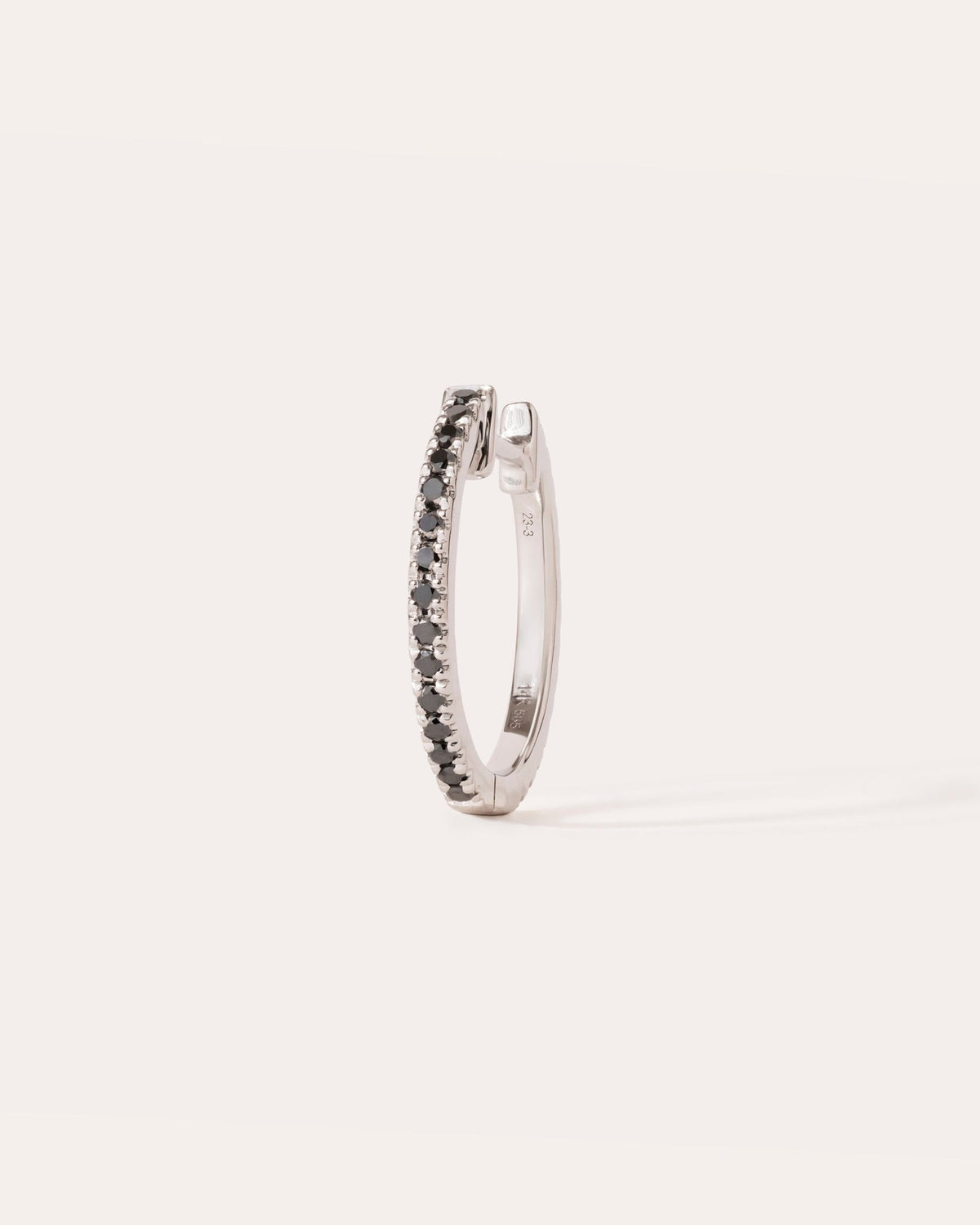 Eclipse hoop in 14k white gold, detail view.