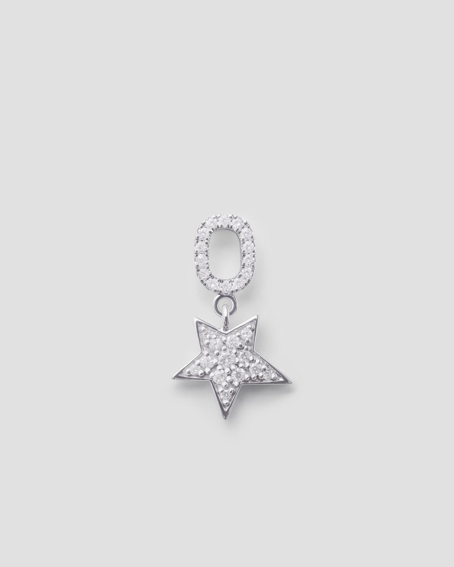 Celeste star pendant in 14k white gold, set with a natural diamond.