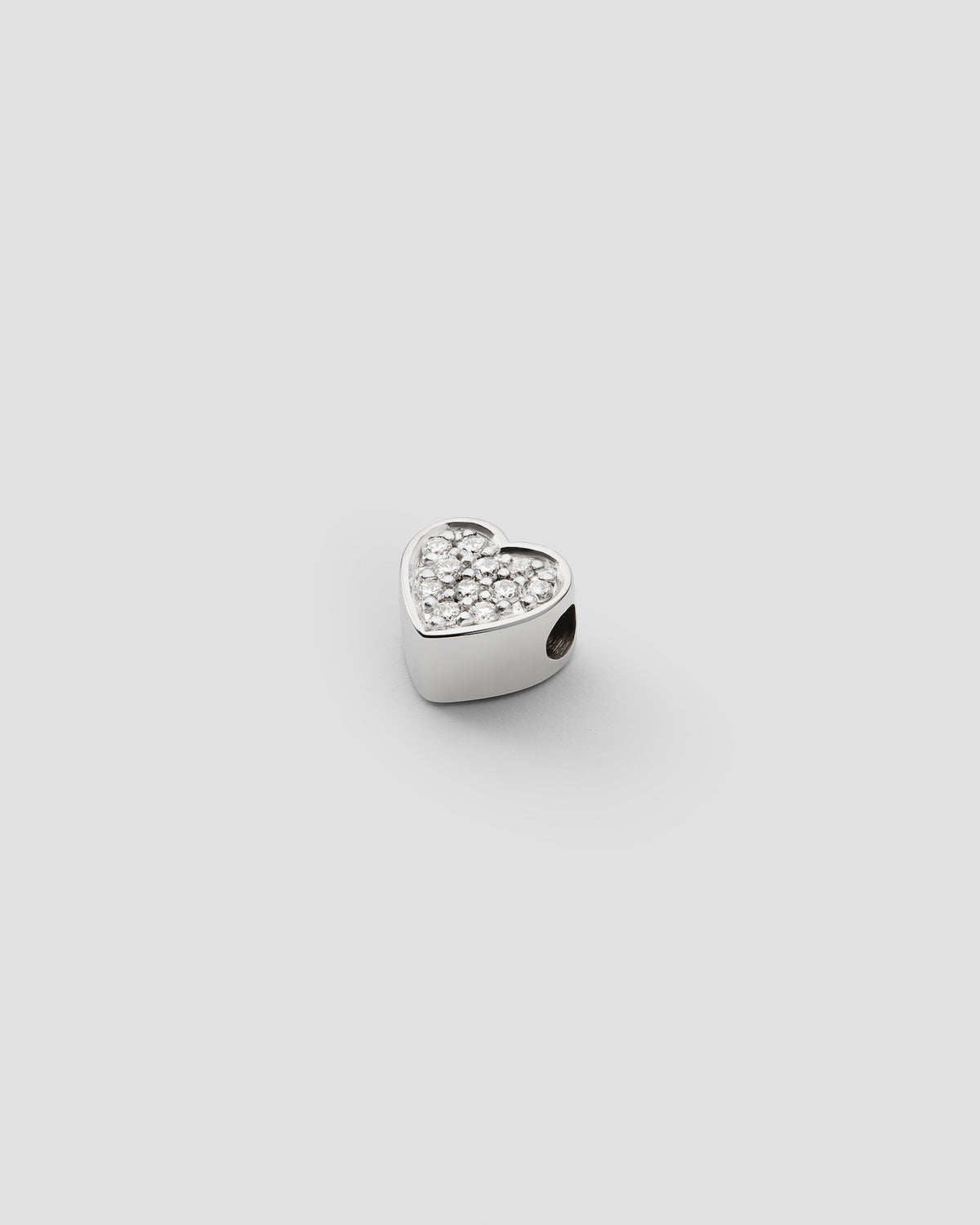 Ephyra pavé charm in 14k white gold, set with lab grown diamonds, detail view.