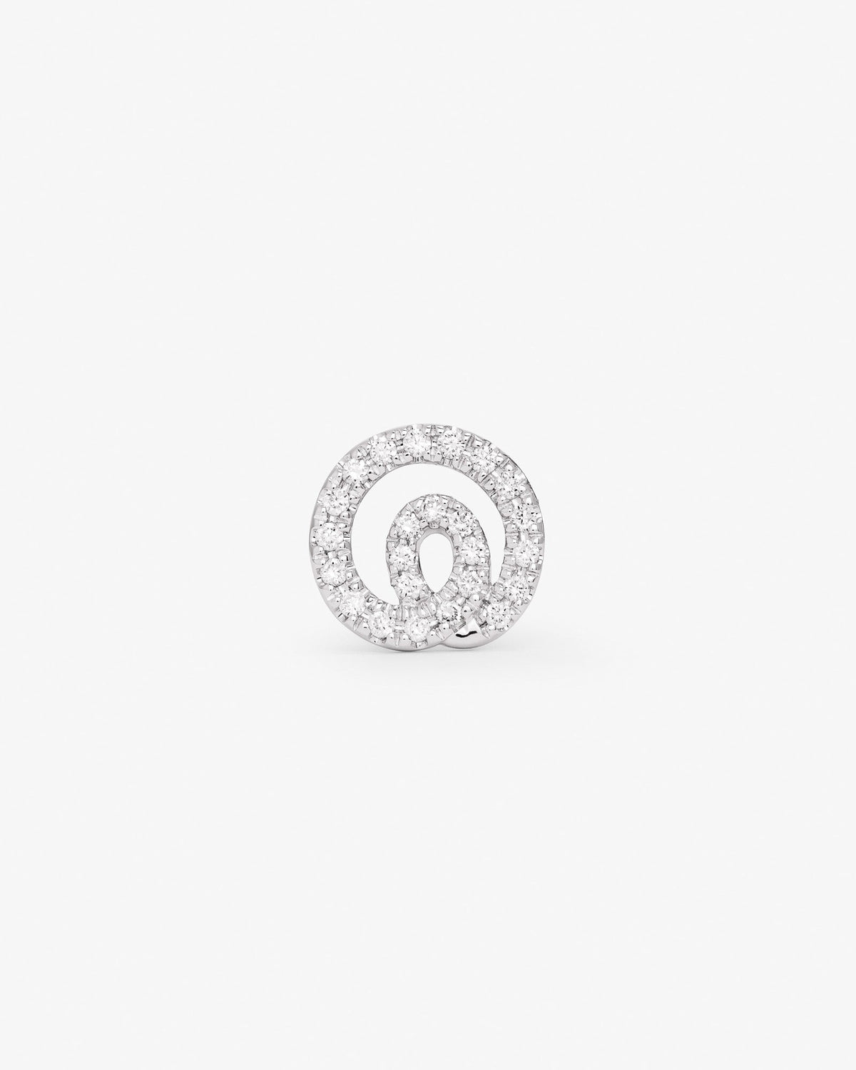 Loop stud in 14k white gold, detail view.