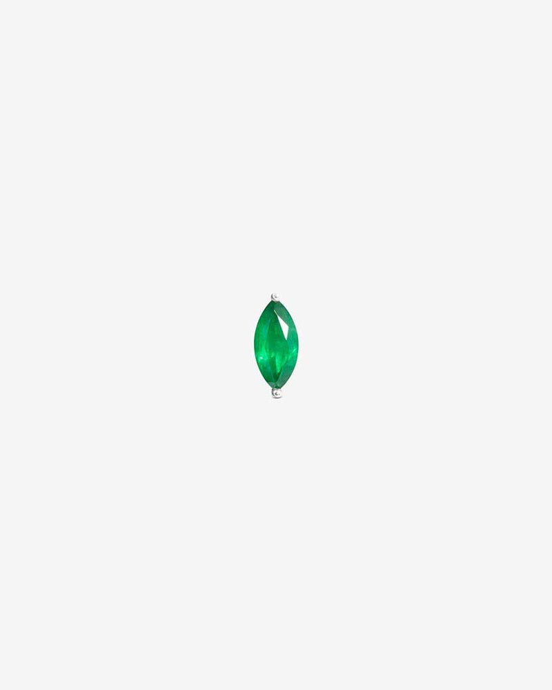 Awareness labret in 14k white gold, set with an emerald.