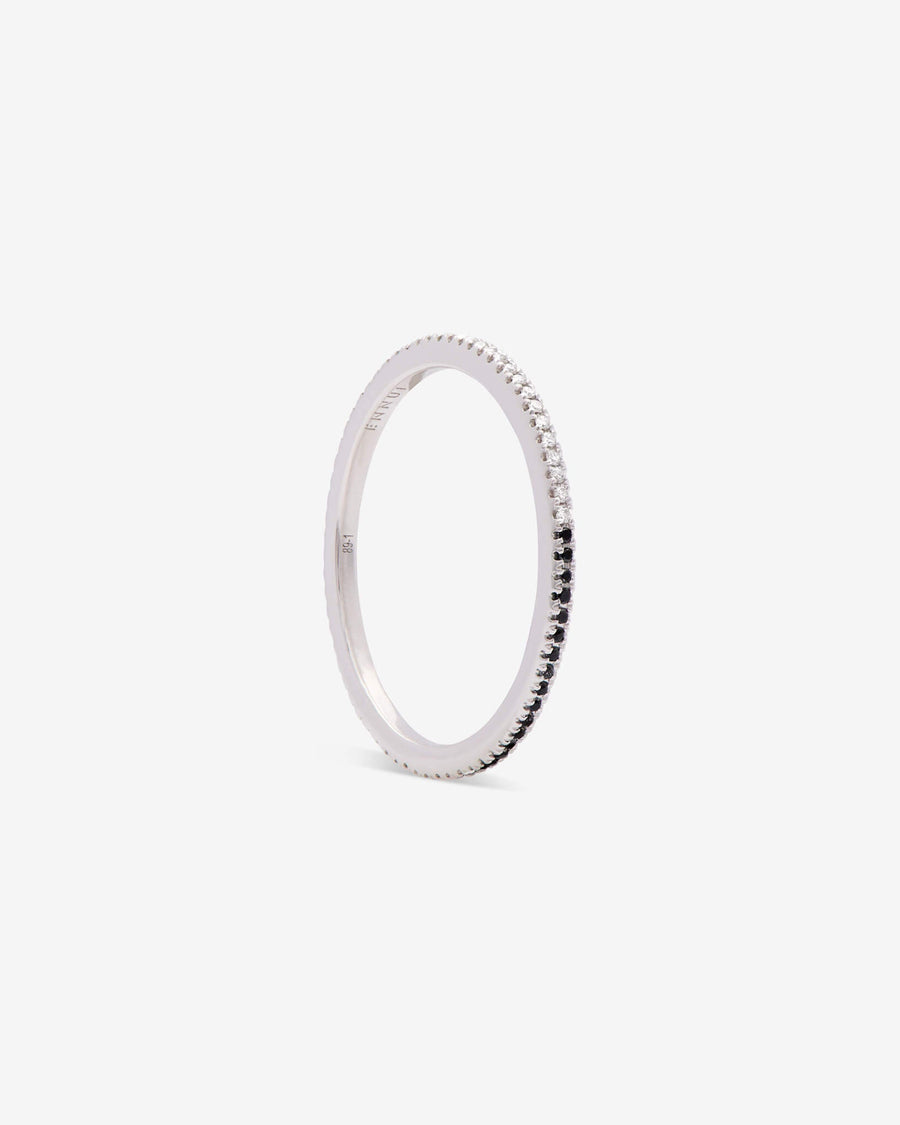 Ares ring in 14k white gold, set with a black diamond.