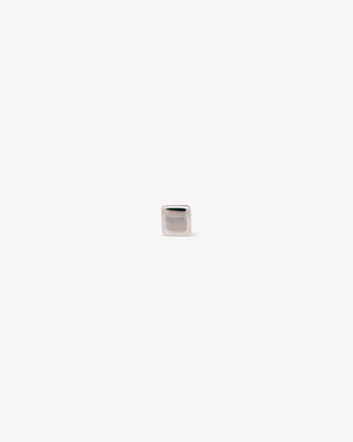 Hip to be square labret in 14k white gold.