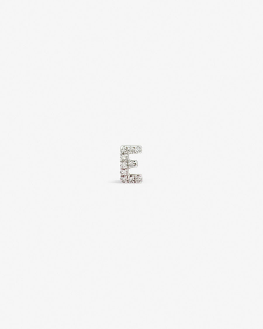 Letter stud in 14k white gold.